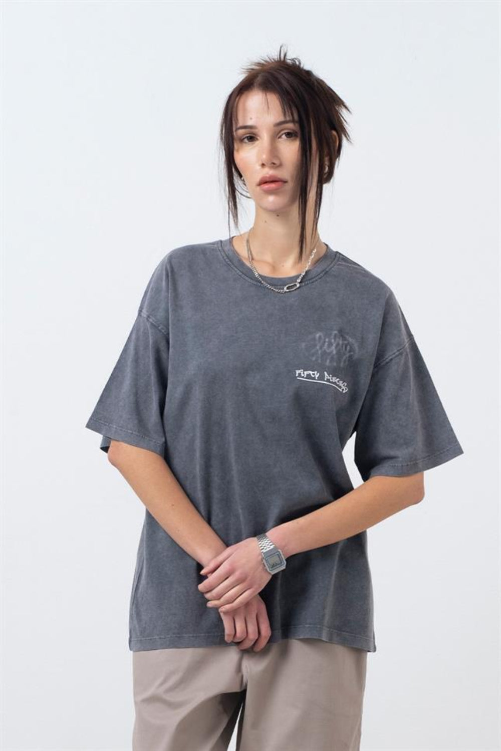 Fifty Pieces-Antrasit Oversize Asit Yıkamalı T-Shirt-T-Shirts-1-roqelvaxirum.shop