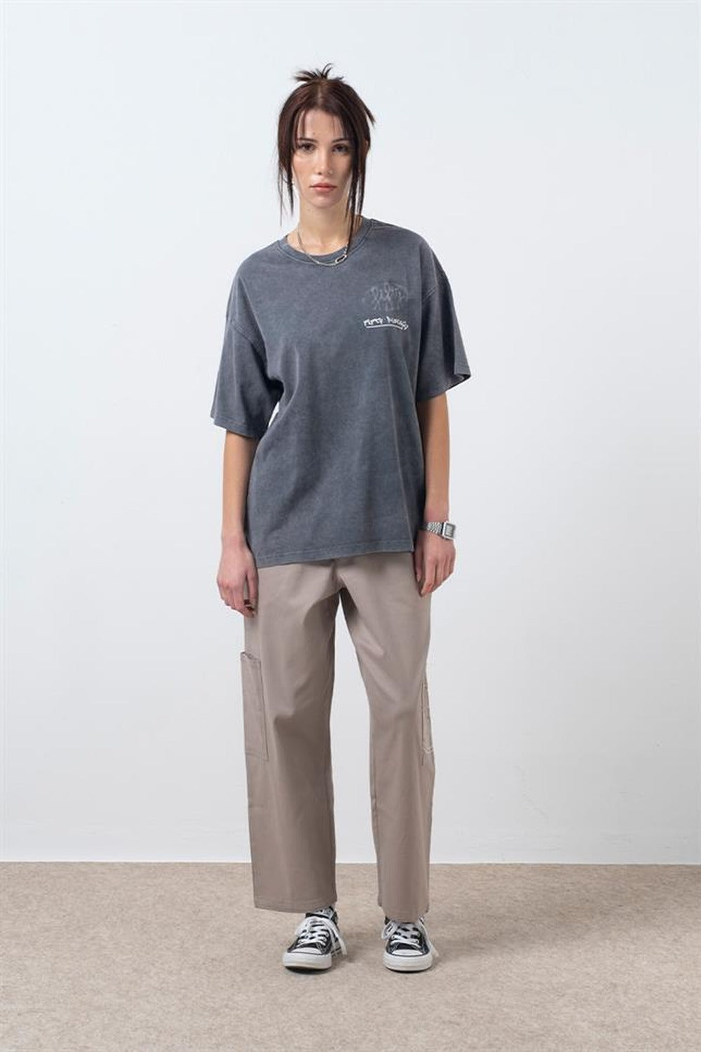 Fifty Pieces-Antrasit Oversize Asit Yıkamalı T-Shirt-T-Shirts-2-roqelvaxirum.shop