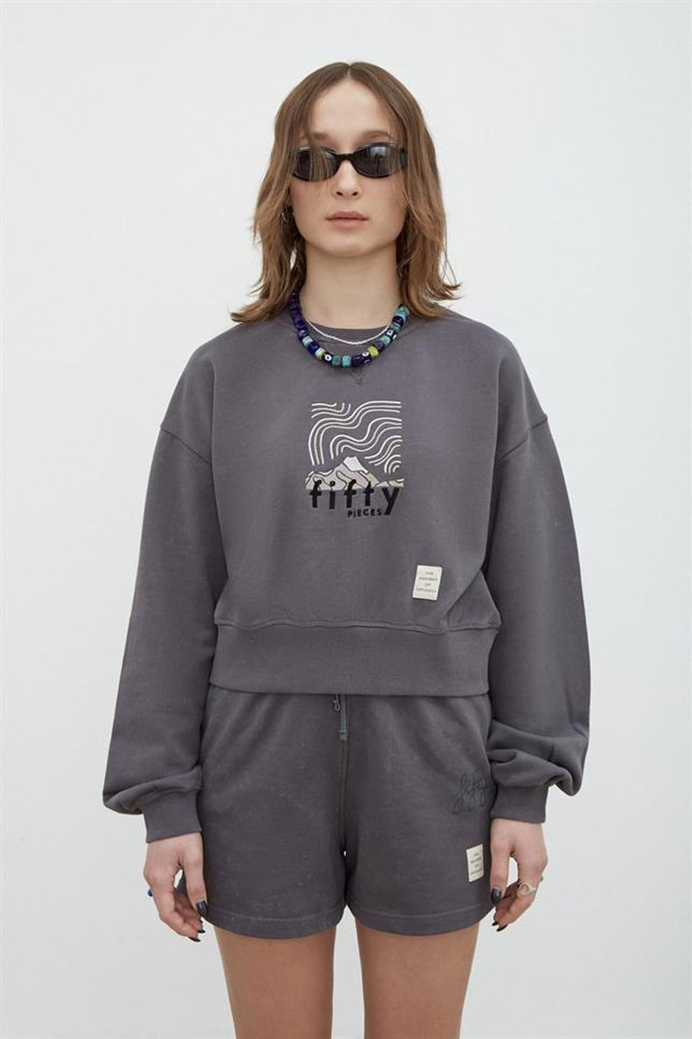 Fifty Pieces-Antrasit Yıkamalı Loose Fit Sweatshirt-Sweatshirts & Hoodies-3-roqelvaxirum.shop
