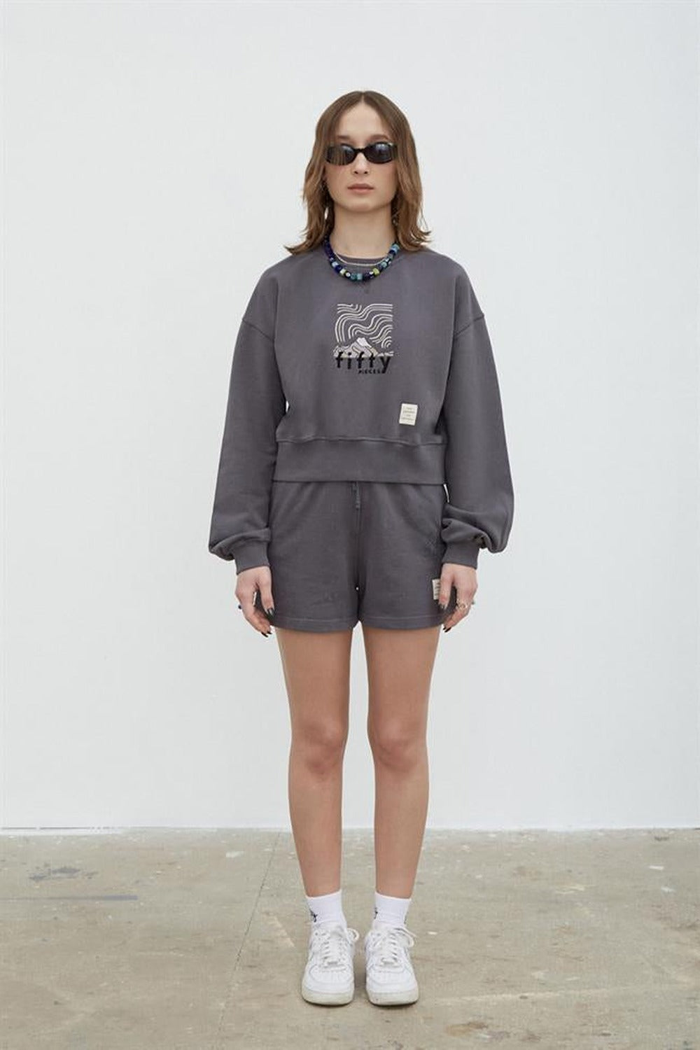 Fifty Pieces-Antrasit Yıkamalı Loose Fit Sweatshirt-Sweatshirts & Hoodies-4-roqelvaxirum.shop