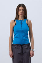Fifty Pieces-Canlı Mavi Core Kontrast Dikişli Halter Yaka Atlet-Top-1-roqelvaxirum.shop