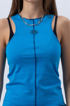 Fifty Pieces-Canlı Mavi Core Kontrast Dikişli Halter Yaka Atlet-Top-2-roqelvaxirum.shop