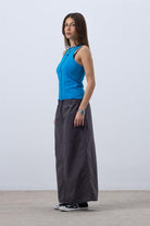 Fifty Pieces-Canlı Mavi Core Kontrast Dikişli Halter Yaka Atlet-Top-5-roqelvaxirum.shop