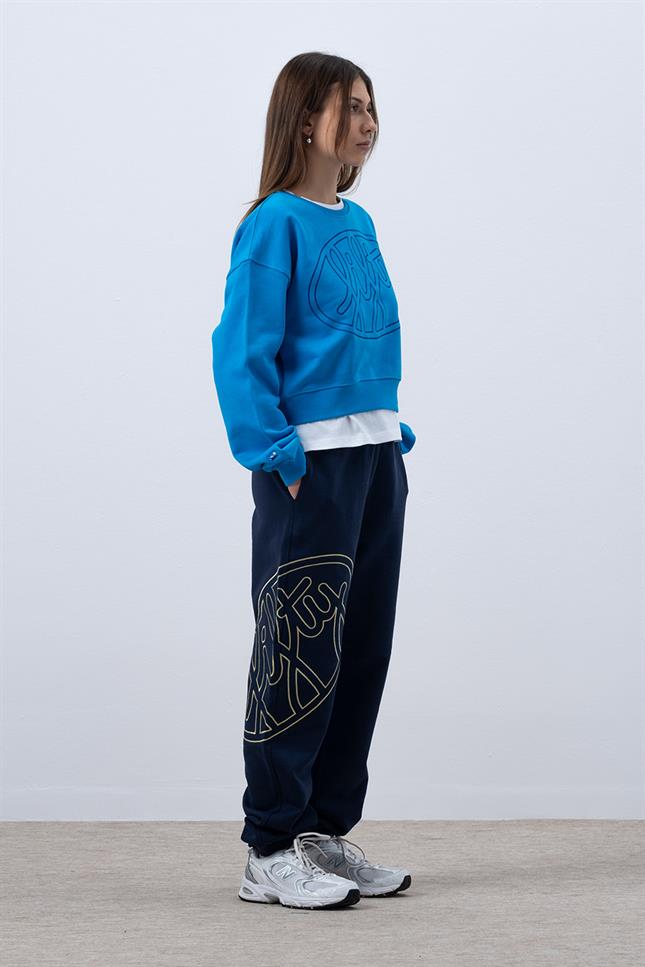 Fifty Pieces-Canlı Mavi Core Mid Length Sweatshirt-Sweatshirts & Hoodies-4-roqelvaxirum.shop