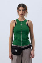 Fifty Pieces-Canlı Yeşil Core Kontrast Dikişli Halter Yaka Atlet-Top-1-roqelvaxirum.shop