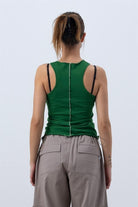 Fifty Pieces-Canlı Yeşil Core Kontrast Dikişli Halter Yaka Atlet-Top-3-roqelvaxirum.shop