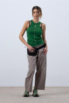 Fifty Pieces-Canlı Yeşil Core Kontrast Dikişli Halter Yaka Atlet-Top-4-roqelvaxirum.shop