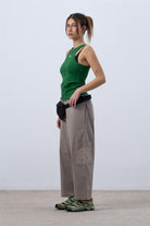 Fifty Pieces-Canlı Yeşil Core Kontrast Dikişli Halter Yaka Atlet-Top-5-roqelvaxirum.shop