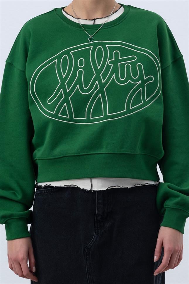 Fifty Pieces-Canlı Yeşil Core Mid Length Sweatshirt-Sweatshirts & Hoodies-3-roqelvaxirum.shop