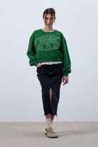Fifty Pieces-Canlı Yeşil Core Mid Length Sweatshirt-Sweatshirts & Hoodies-4-roqelvaxirum.shop