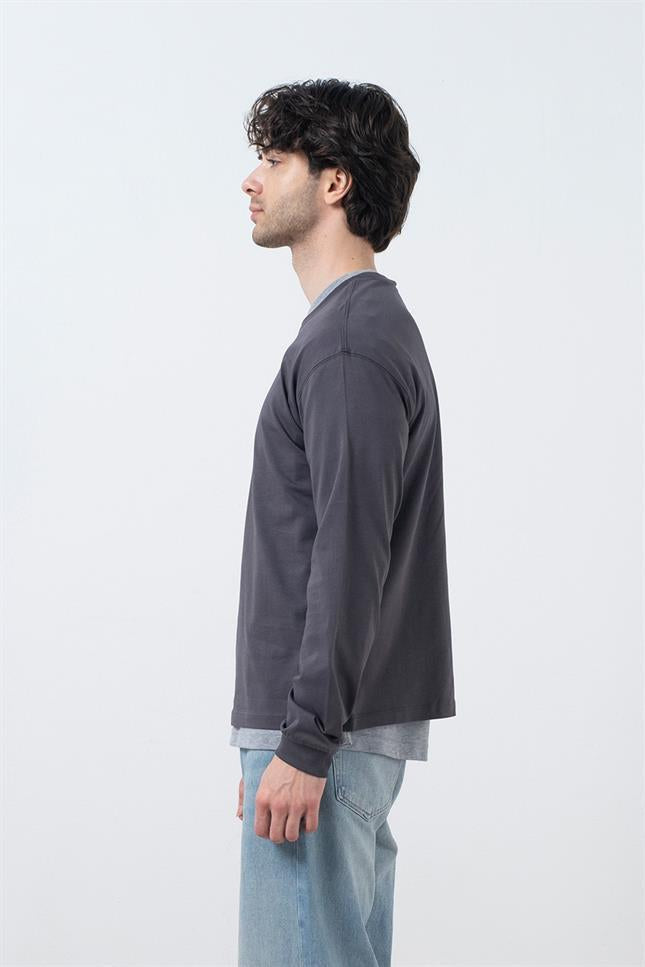 Fifty Pieces-Erkek Antrasit Uzun Kollu T-Shirt-T-Shirts-2-roqelvaxirum.shop