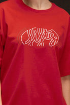 Fifty Pieces-Kadın Kırmızı Oversize Sırt Baskılı T Shirt-T-shirt-2-roqelvaxirum.shop