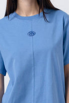 Kadın Mavi Loose Fit Sırt Baskılı T-Shirt
