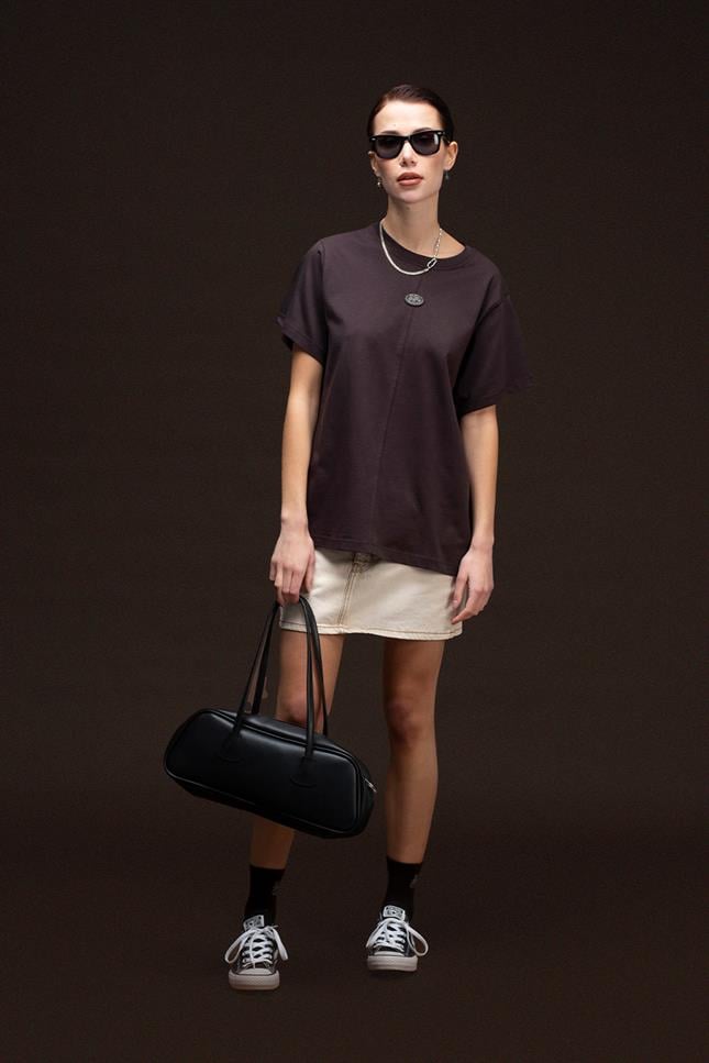 Fifty Pieces-Kahverengi Loose Fit Sırt Baskılı T-Shirt-T-Shirts-4-roqelvaxirum.shop