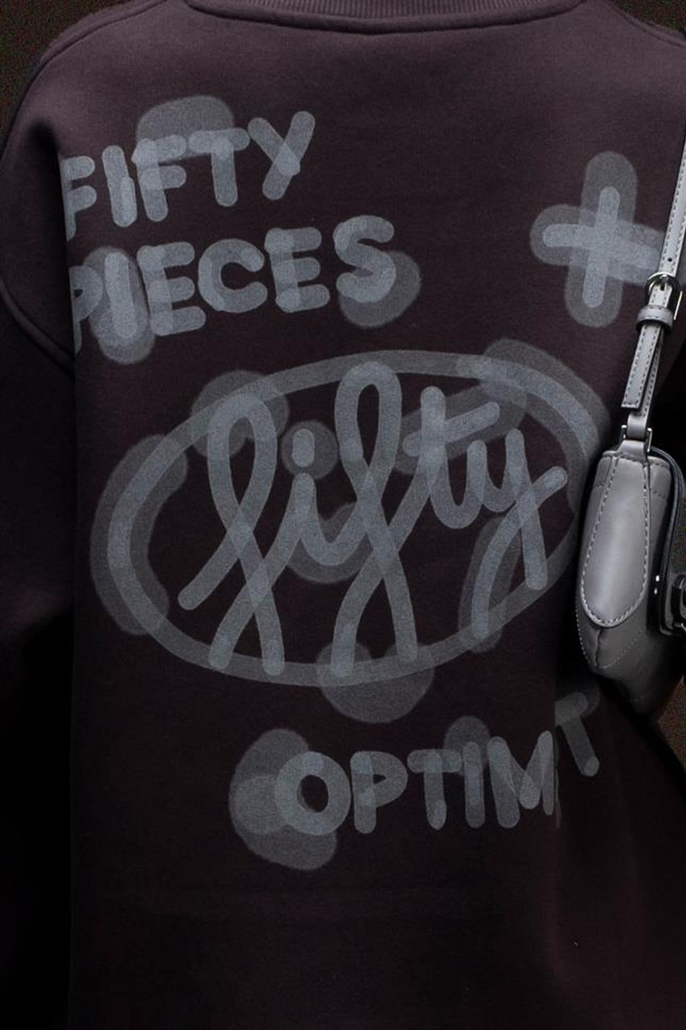 Fifty Pieces-Kahverengi Oversize Sırt Baskılı Sweatshirt-Sweatshirts & Hoodies-4-roqelvaxirum.shop