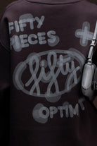 Fifty Pieces-Kahverengi Oversize Sırt Baskılı Sweatshirt-Sweatshirts & Hoodies-4-roqelvaxirum.shop
