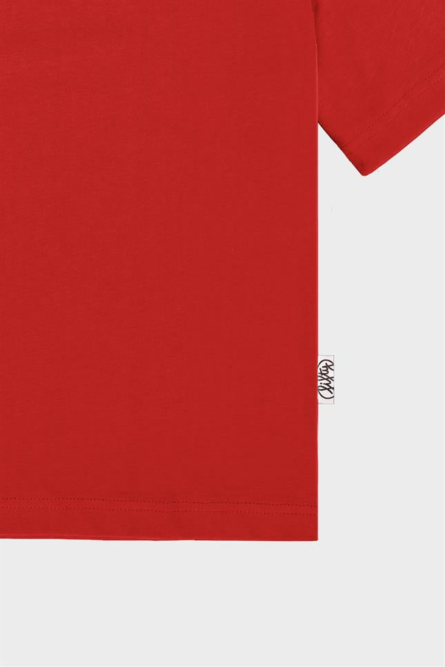 Fifty Pieces-Kırmızı Düşük Omuzlu Sırt Baskılı T-Shirt-T-Shirts-11-roqelvaxirum.shop
