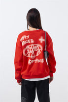 Fifty Pieces-Kırmızı Oversize Sırt Baskılı Sweatshirt-Sweatshirts & Hoodies-4-roqelvaxirum.shop