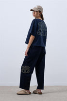 Fifty Pieces-Lacivert Core Oversize Mid Length T-Shirt-T-Shirts-3-roqelvaxirum.shop