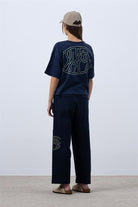 Fifty Pieces-Lacivert Core Oversize Mid Length T-Shirt-T-Shirts-4-roqelvaxirum.shop