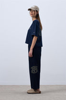 Fifty Pieces-Lacivert Core Oversize Mid Length T-Shirt-T-Shirts-5-roqelvaxirum.shop