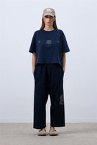 Fifty Pieces-Lacivert Core Oversize Mid Length T-Shirt-T-Shirts-6-roqelvaxirum.shop