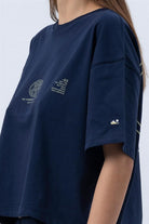 Fifty Pieces-Lacivert Core Oversize Mid Length T-Shirt-T-Shirts-7-roqelvaxirum.shop