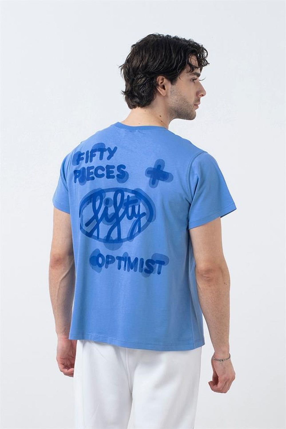 Fifty Pieces-Mavi Regular Fit Sırt Baskılı T-Shirt-T-Shirts-4-roqelvaxirum.shop