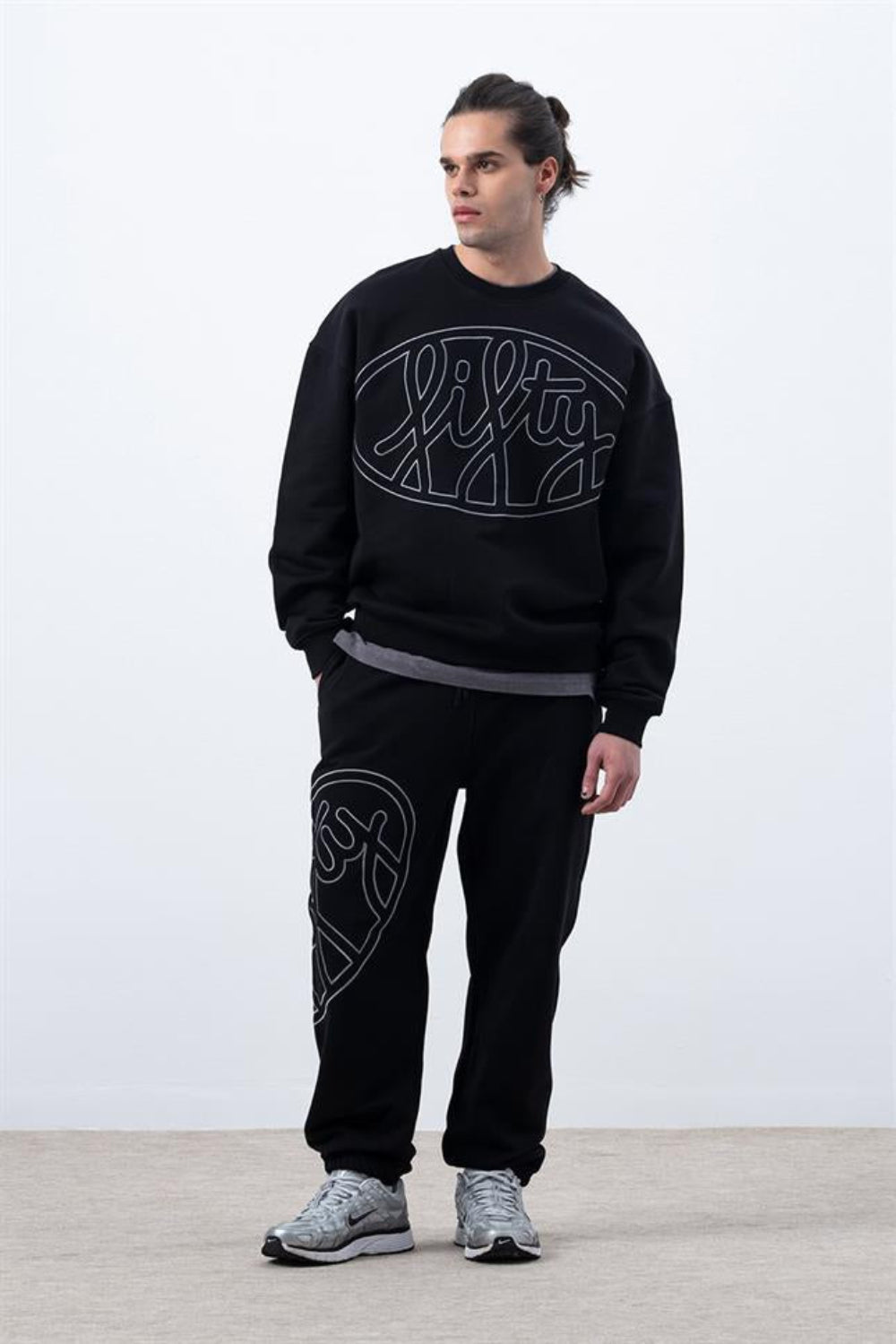 Fifty Pieces-Siyah Core Loose Fit Jogger-Eşofman-1-roqelvaxirum.shop