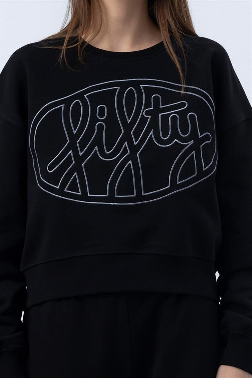 Fifty Pieces-Siyah Core Mid Length Sweatshirt-Sweatshirts & Hoodies-2-roqelvaxirum.shop