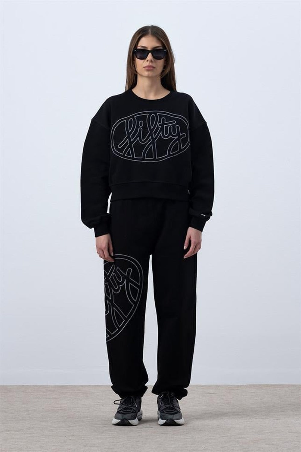 Fifty Pieces-Siyah Core Mid Length Sweatshirt-Sweatshirts & Hoodies-4-roqelvaxirum.shop