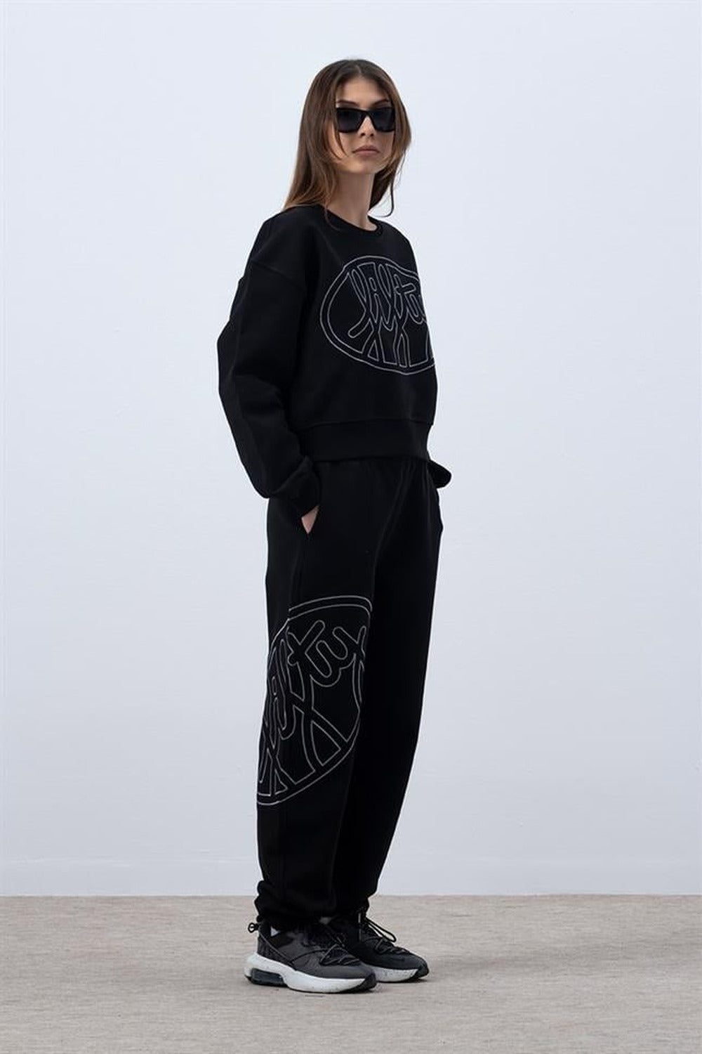 Fifty Pieces-Siyah Core Mid Length Sweatshirt-Sweatshirts & Hoodies-5-roqelvaxirum.shop