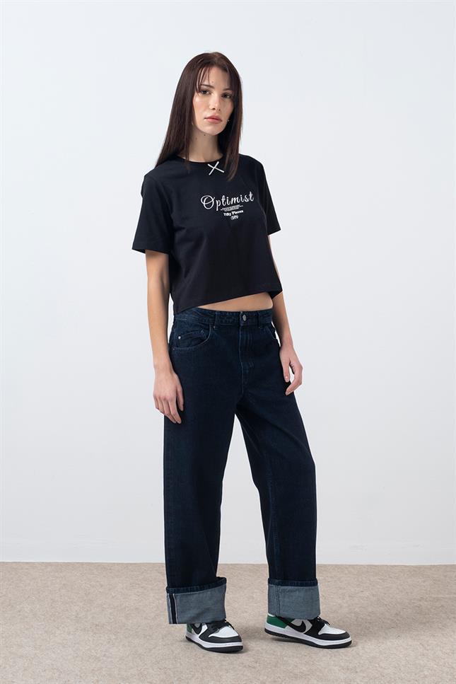 Fifty Pieces-Siyah Fiyonk Detaylı T-Shirt-T-Shirts-3-roqelvaxirum.shop