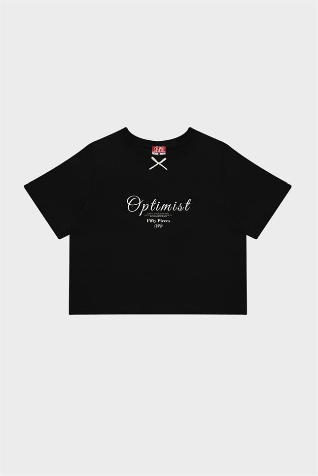 Fifty Pieces-Siyah Fiyonk Detaylı T-Shirt-T-Shirts-4-roqelvaxirum.shop