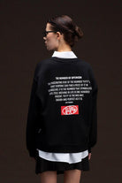 Fifty Pieces-Siyah Oversize Sırt Baskılı Sweatshirt-Sweatshirts & Hoodies-3-roqelvaxirum.shop