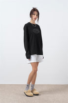 Fifty Pieces-Siyah Uzun Kollu Oversize T-Shirt-T-Shirts-3-roqelvaxirum.shop