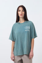 Fifty Pieces-Yeşil Oversize Asit Yıkamalı T-Shirt-T-Shirts-1-roqelvaxirum.shop