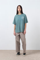 Fifty Pieces-Yeşil Oversize Asit Yıkamalı T-Shirt-T-Shirts-3-roqelvaxirum.shop
