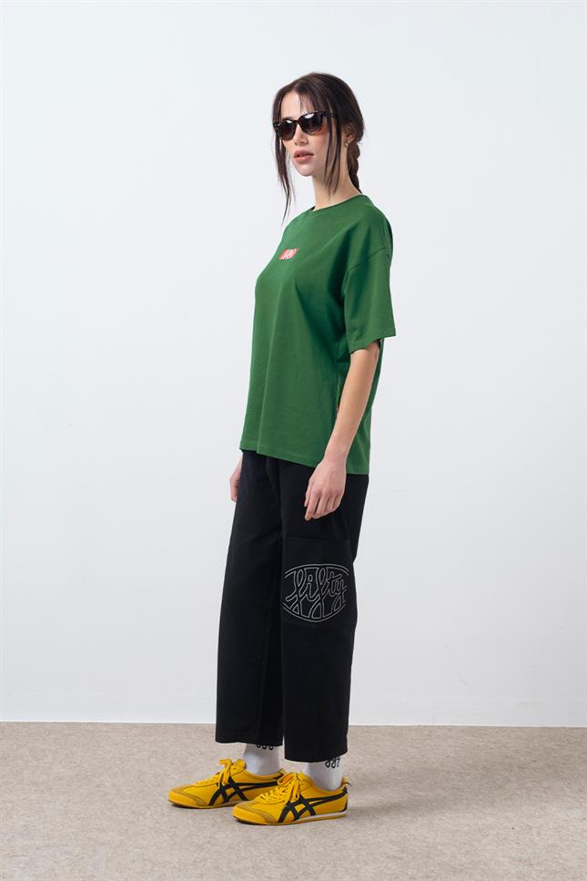Fifty Pieces-Yeşil Oversize Sırt Baskılı T-Shirt-T-Shirts-5-roqelvaxirum.shop