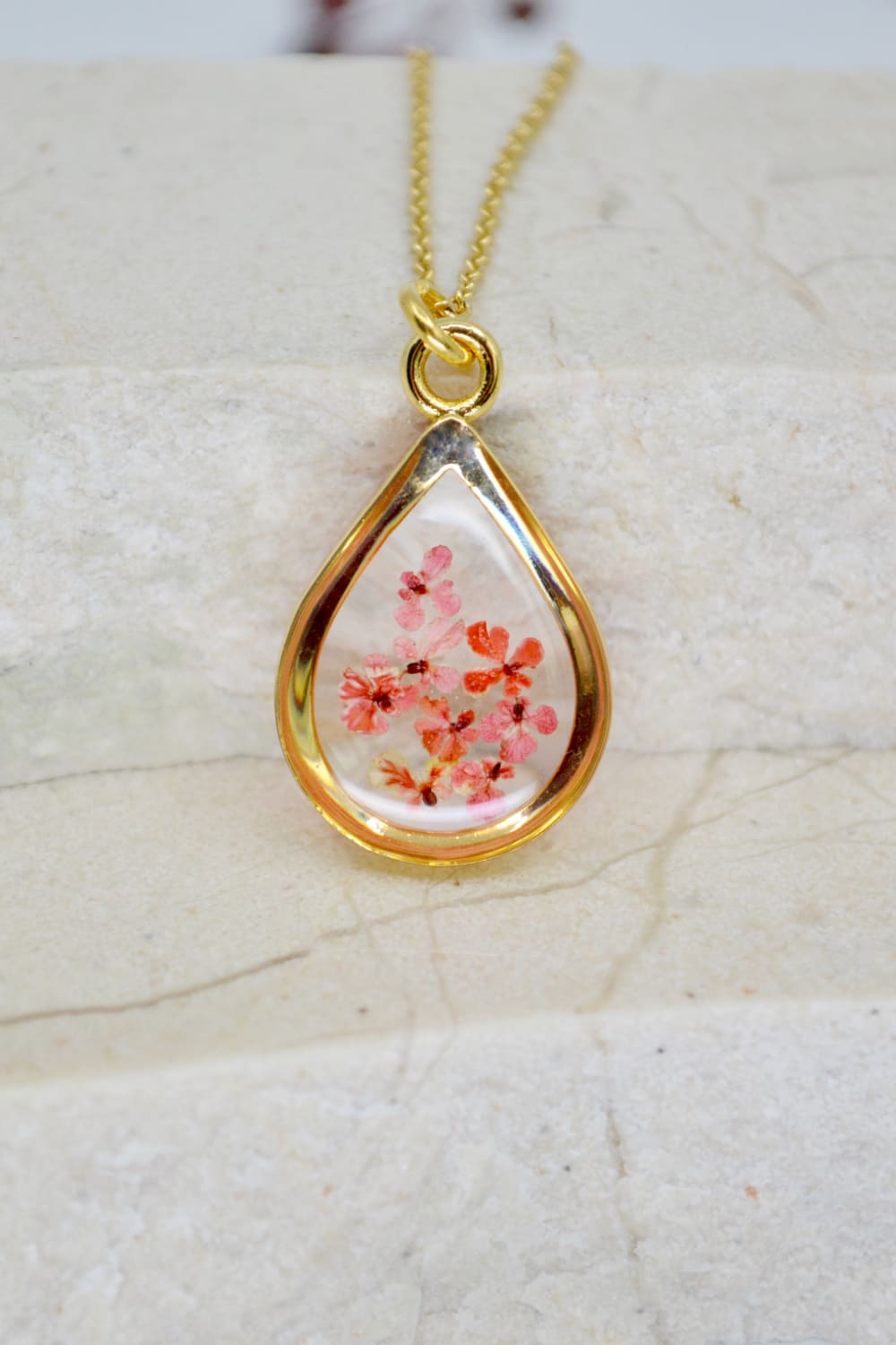 Fiorel Design-Depth Of Pink Teardrop Kolye-Kolye-1-roqelvaxirum.shop