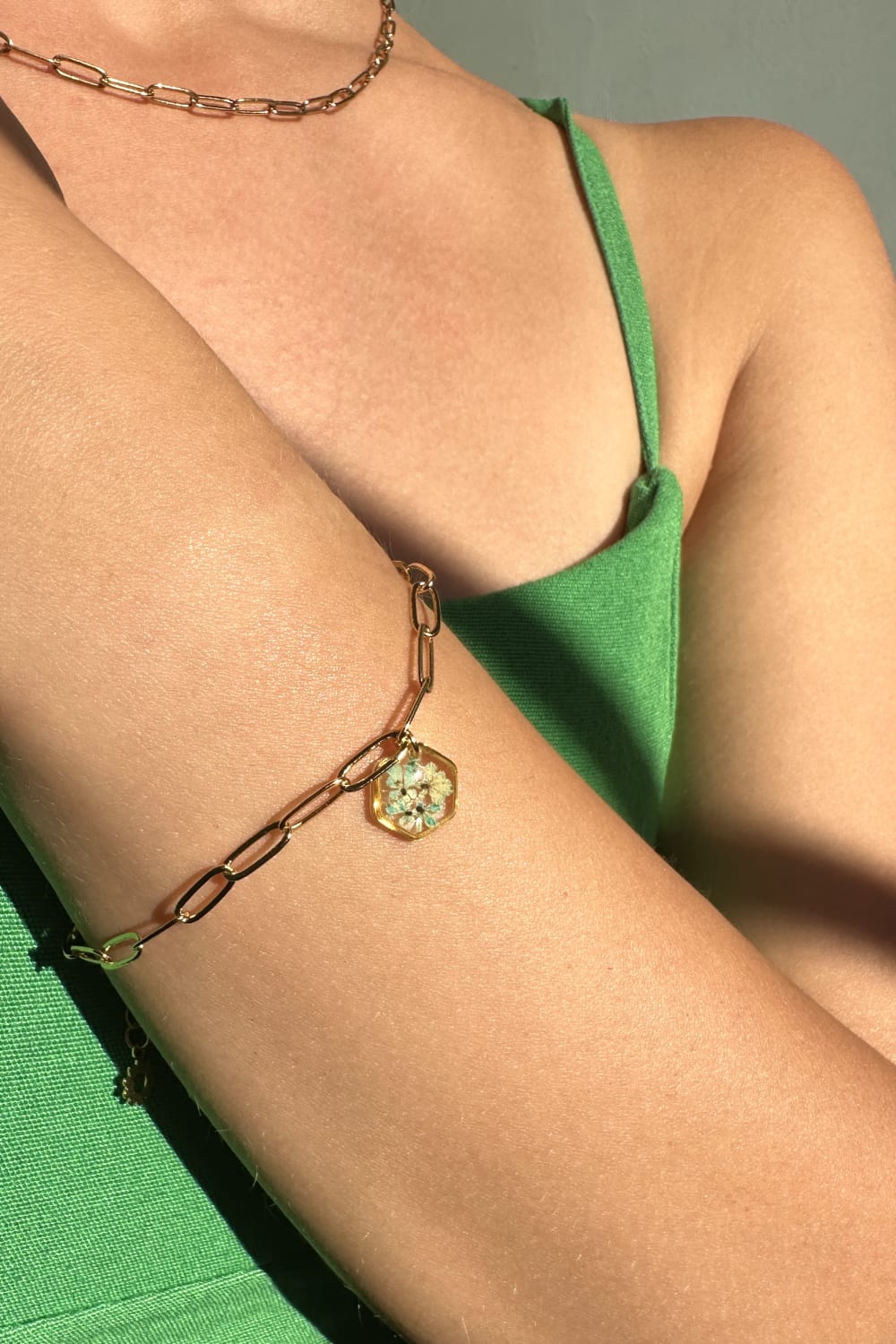 Fiorel Design-Golden Garden Hexagon - Blue Bileklik-Bileklik-2-roqelvaxirum.shop