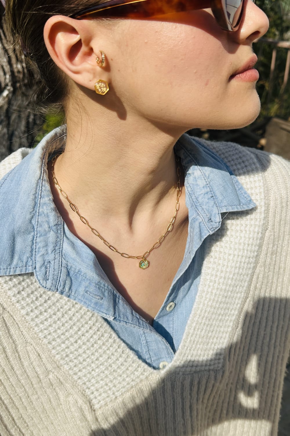 Fiorel Design-Golden Garden Lil Hexagon - Blue-Kolye-2-roqelvaxirum.shop