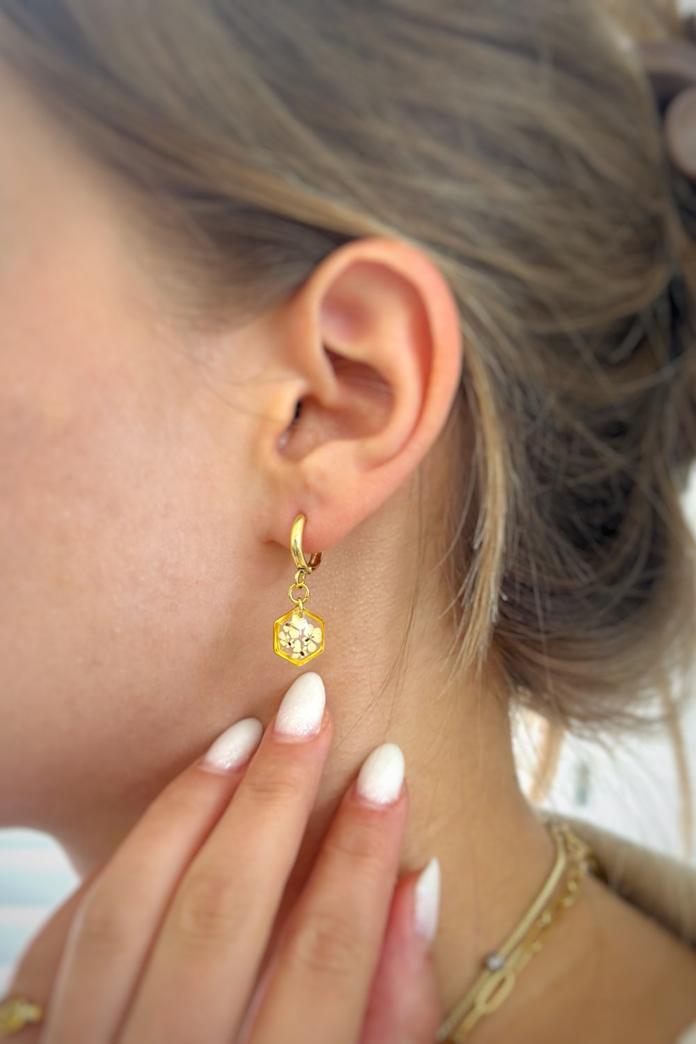 Fiorel Design-Teeny Weeny Drop Hexagon - White-Küpe-2-roqelvaxirum.shop