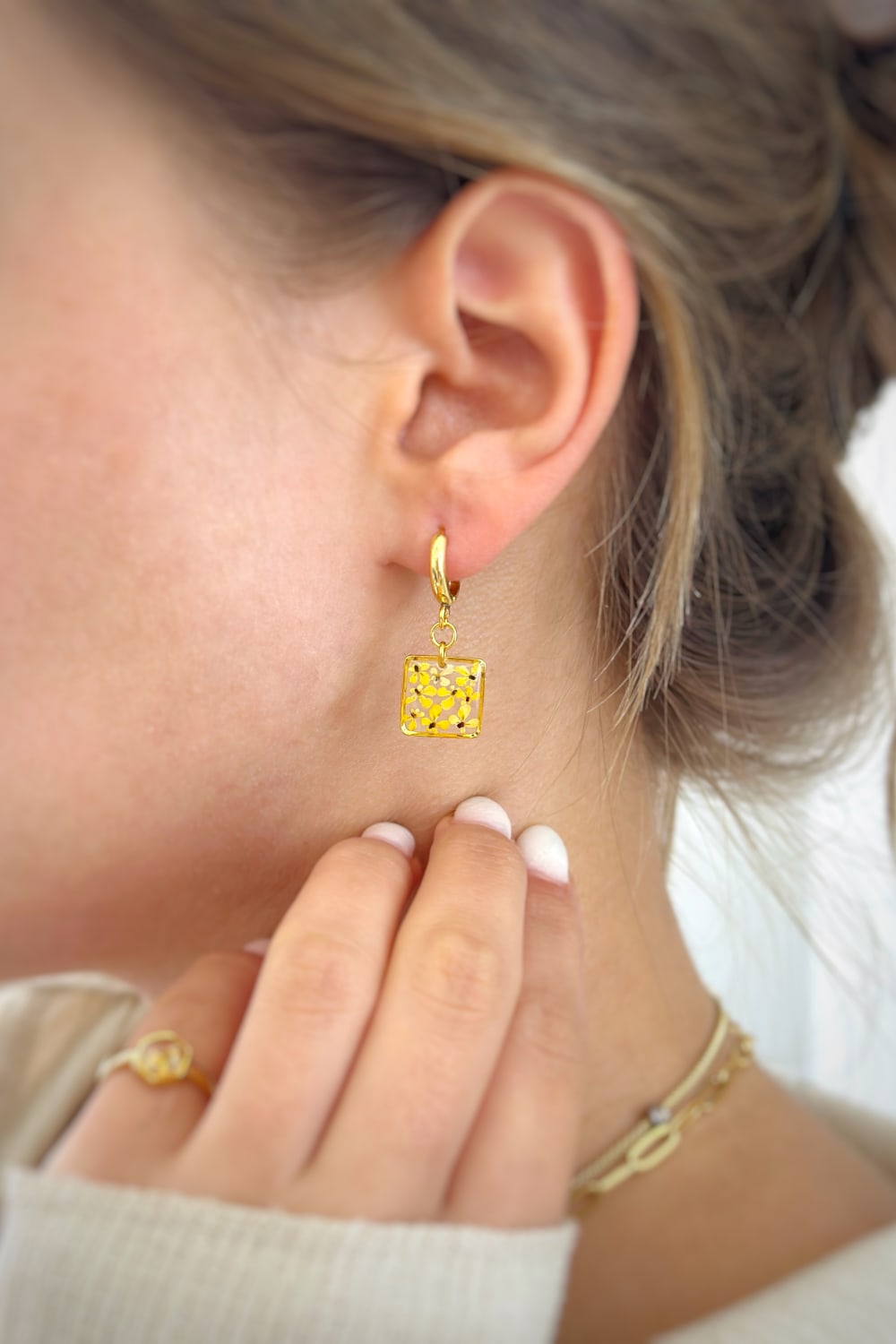 Fiorel Design-Teeny Weeny Drop Square - Yellow-Küpe-2-roqelvaxirum.shop