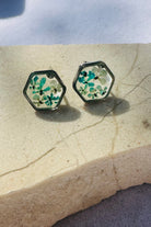 Fiorel Design-Teeny Weeny Hexagon Rhodium - Blue-Küpe-1-roqelvaxirum.shop