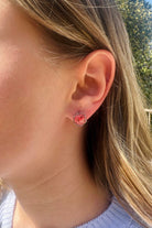 Fiorel Design-Teeny Weeny Hexagon Rhodium - Pink-Küpe-2-roqelvaxirum.shop