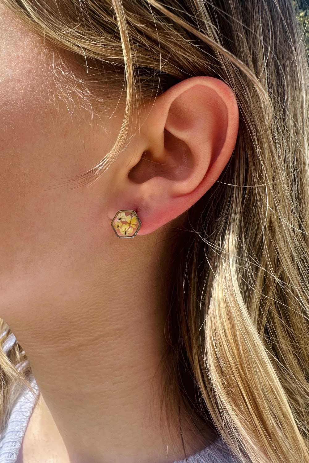 Fiorel Design-Teeny Weeny Hexagon Rhodium - Yellow-Küpe-2-roqelvaxirum.shop