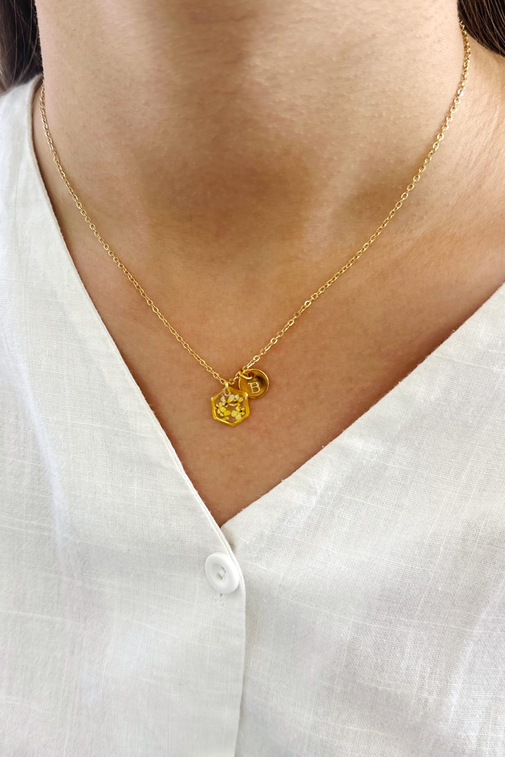 Fiorel Design-Teeny Weeny Hexagon - Yellow-Kolye-1-roqelvaxirum.shop