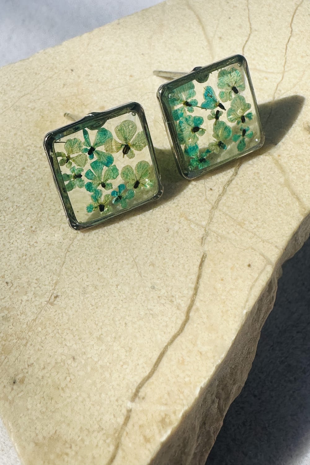 Fiorel Design-Teeny Weeny Square Rhodium - Blue-Küpe-1-roqelvaxirum.shop