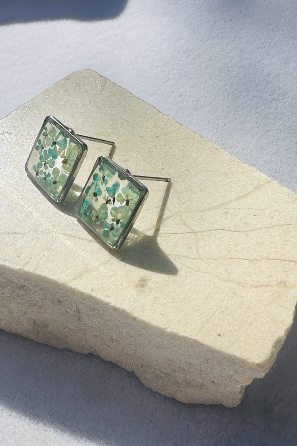 Fiorel Design-Teeny Weeny Square Rhodium - Blue-Küpe-3-roqelvaxirum.shop
